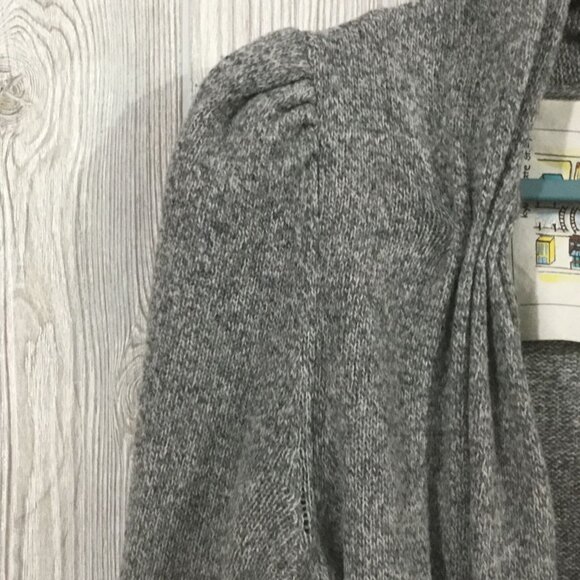 Anthropologie Meguro River Wool Knit Open Front Pleated Puff Shoulder Cardigan M - Picture 4 of 12